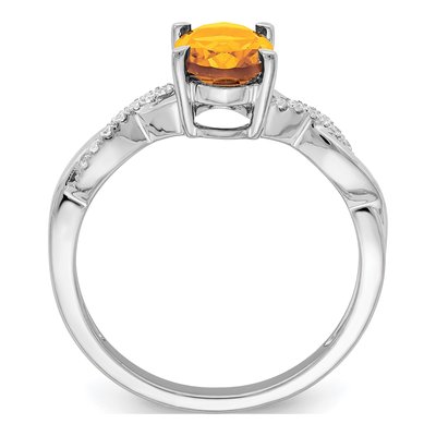 14K White Gold 1/15 ct tw Citrine & Diamond Oval Ring – view 2
