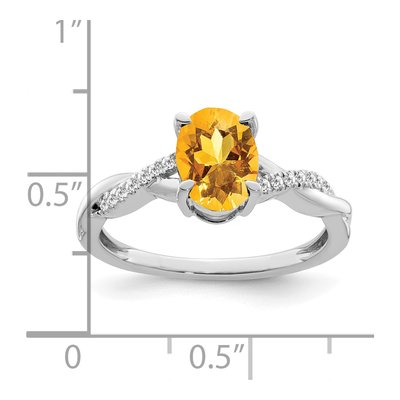 14K White Gold 1/15 ct tw Citrine & Diamond Oval Ring – view 3