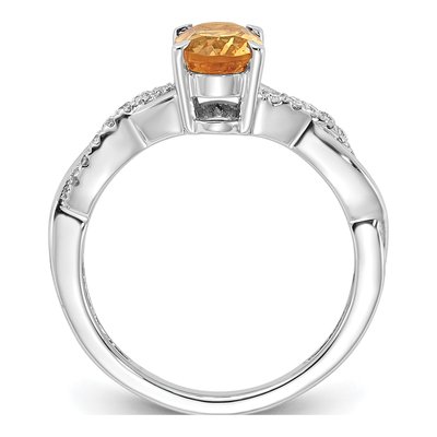 14K White Gold 0.08 ct tw Citrine & Diamond Oval Ring – view 2