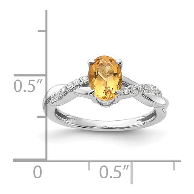 14K White Gold 0.08 ct tw Citrine & Diamond Oval Ring – view 3