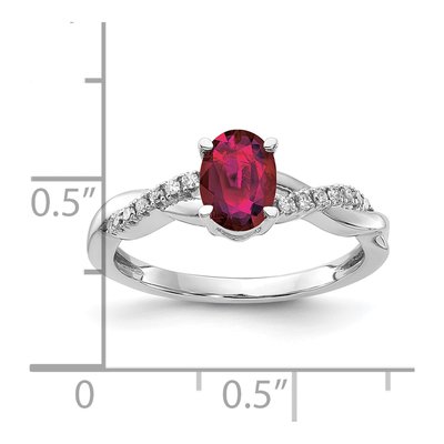 14K White Gold 0.08 ct tw Lab-Created Ruby & Diamond July Birthstone Ring – view 2