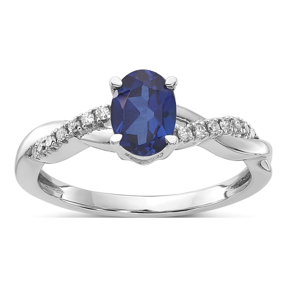 14K White Gold 0.08 ct tw Lab-Created Sapphire & Diamond Birthstone Ring