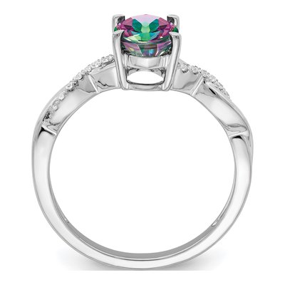 14K White Gold 1/15 ct tw Mystic Fire Topaz & Diamond Oval Ring – view 2