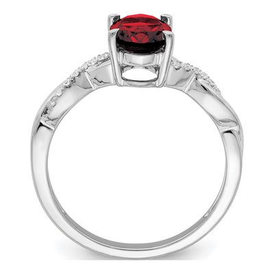 14K White Gold 1/15 ct tw Garnet & Diamond Oval Ring – view 2