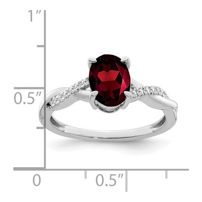 14K White Gold 1/15 ct tw Garnet & Diamond Oval Ring – view 3