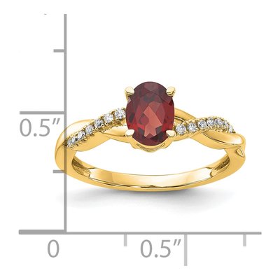 14K Yellow Gold 0.08 ct tw Garnet & Diamond Birthstone Ring – view 2