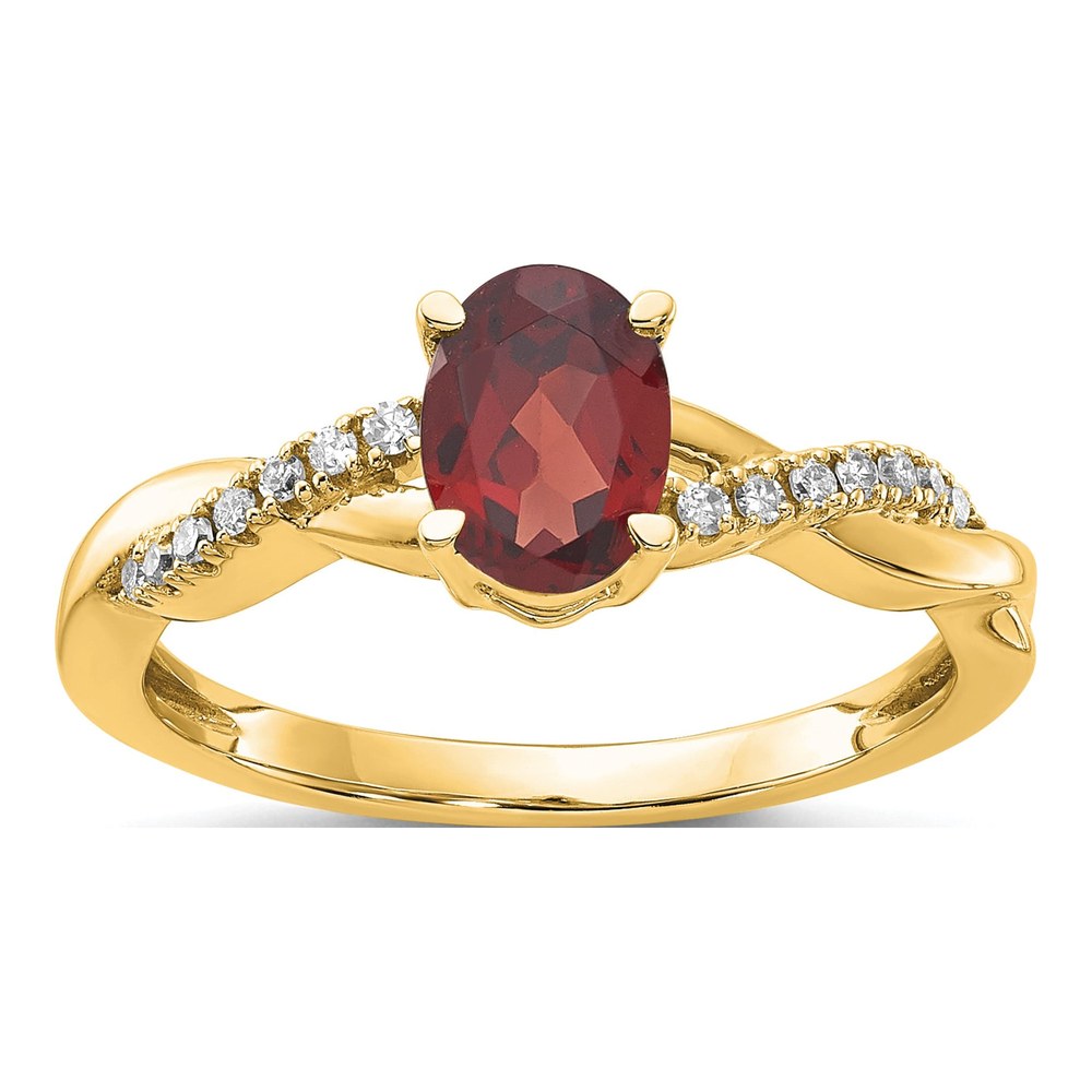 14K Yellow Gold 0.08 ct tw Garnet & Diamond Birthstone Ring