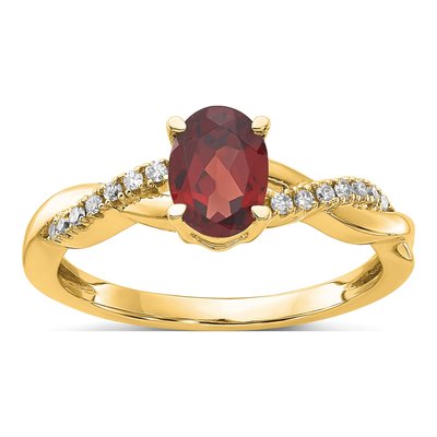 14K Yellow Gold 0.08 ct tw Garnet & Diamond Birthstone Ring