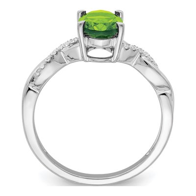14K White Gold 1/15 ct tw Peridot & Diamond Oval Ring – view 2