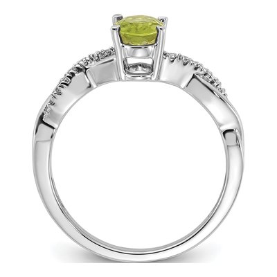 14K White Gold 0.08 ct tw Peridot & Diamond August Ring – view 2