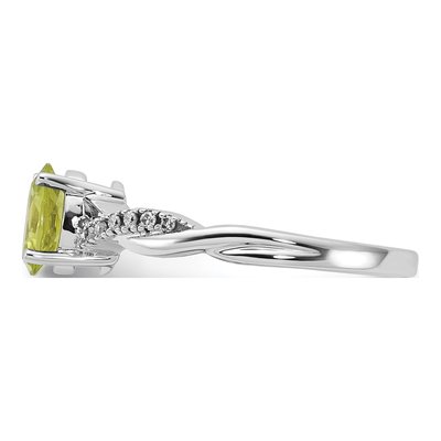 14K White Gold 0.08 ct tw Peridot & Diamond August Ring – view 3