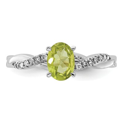 14K White Gold 0.08 ct tw Peridot & Diamond August Ring – view 4