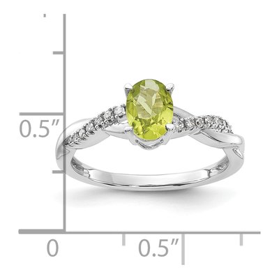 14K White Gold 0.08 ct tw Peridot & Diamond August Ring – view 5
