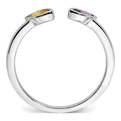 14K White Gold Amethyst & Citrine Marquise Ring – view 2