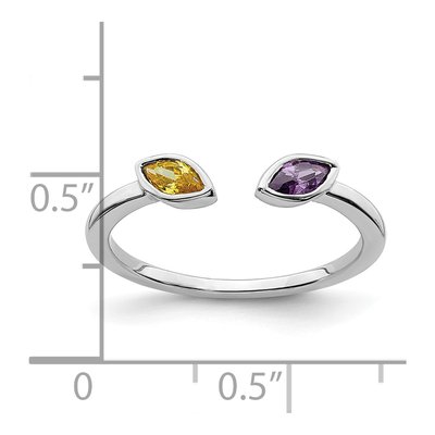 14K White Gold Amethyst & Citrine Marquise Ring – view 3