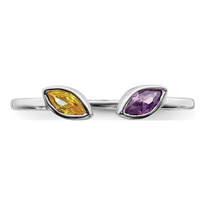 14K White Gold Amethyst & Citrine Marquise Ring – view 5