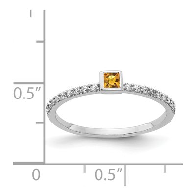 14K White Gold 1/6 ct tw Citrine & Diamond Princess-Cut Ring – view 3