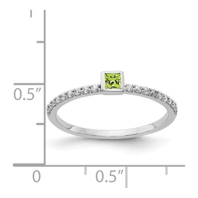 14K White Gold 1/6 ct tw Peridot & Diamond Bezel Ring – view 2