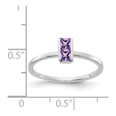 14K White Gold Amethyst Two-Stone Ring – view 2