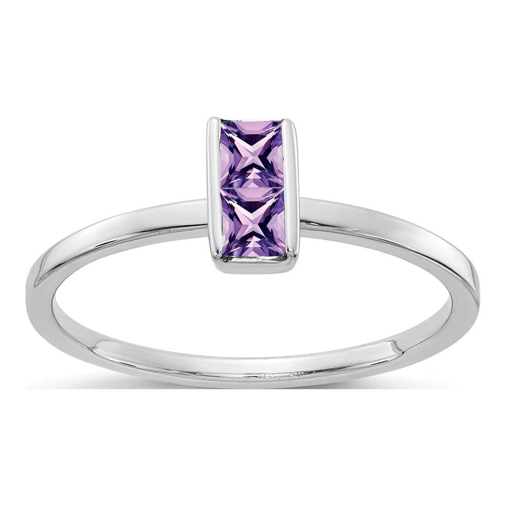 14K White Gold Two-Stone Amethyst Ring