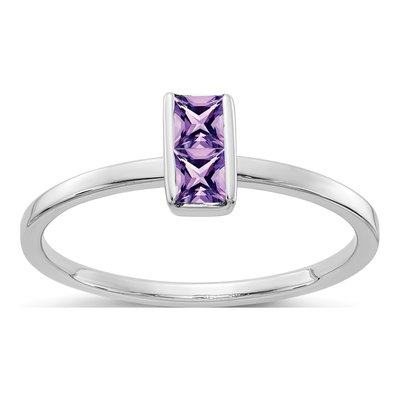 14K White Gold Amethyst Two-Stone Ring