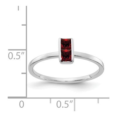 14K White Gold Garnet Two-Stone Princess Ring – view 2