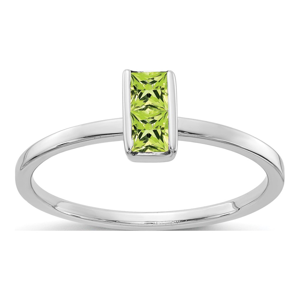 14K White Gold Peridot Two Princess-Cut Ring
