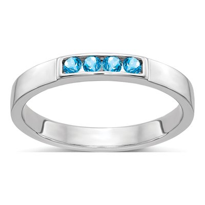 14K White Gold Swiss Blue Topaz 4-Stone Ring