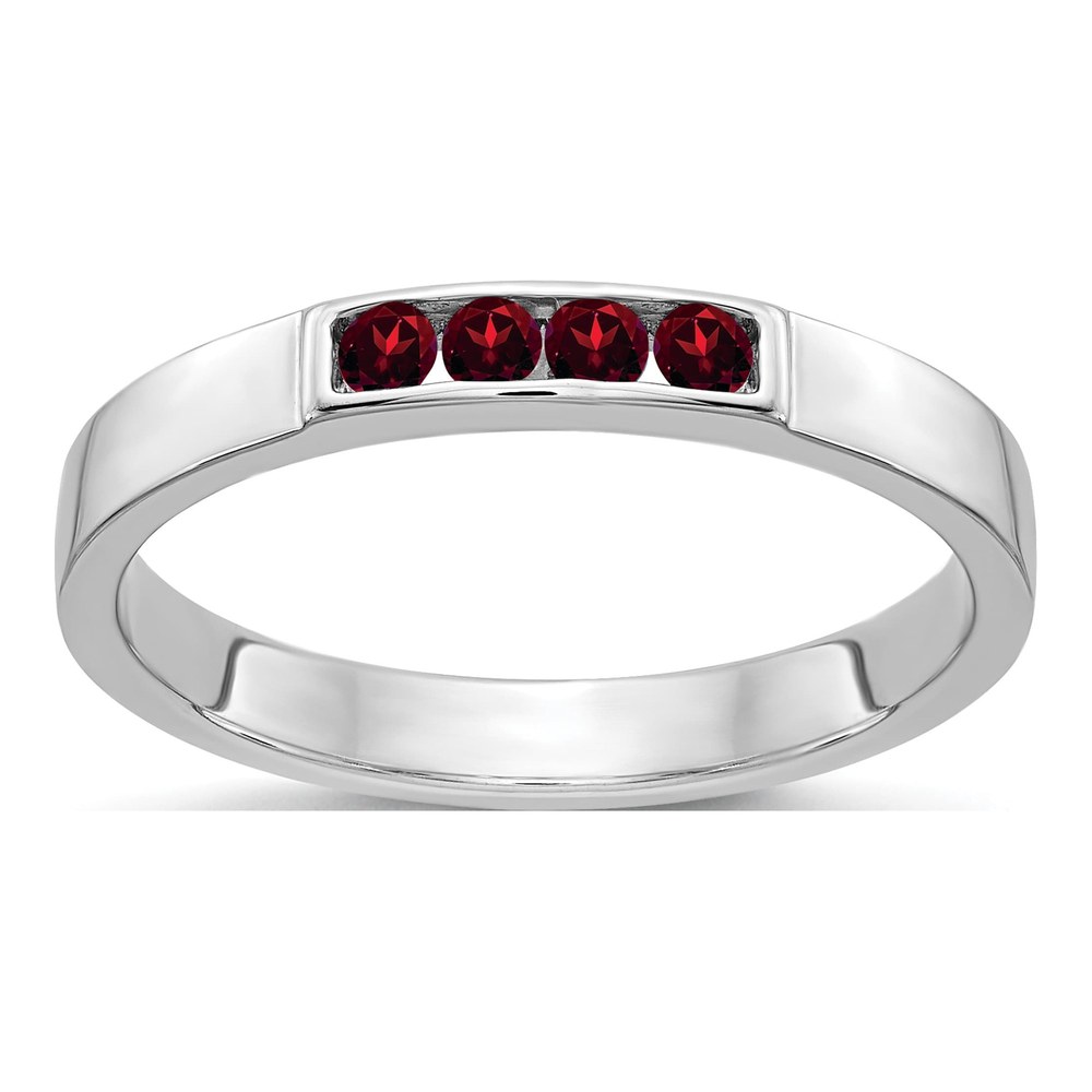 14K White Gold Garnet 4-Stone Ring