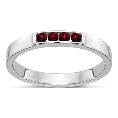 14K White Gold Garnet 4-Stone Ring