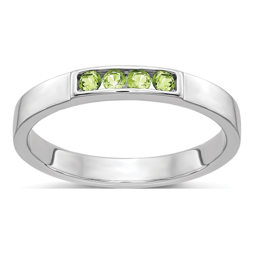 14K White Gold Peridot Channel-Set Ring