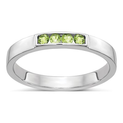 14K White Gold Peridot Channel-Set Ring