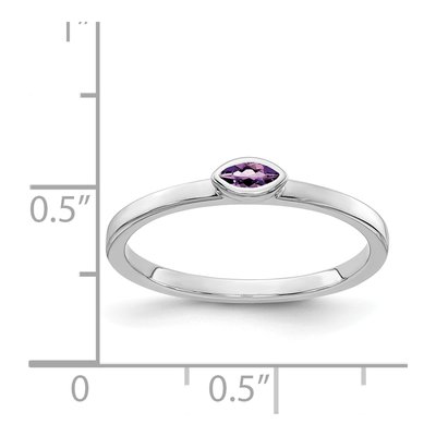14K White Gold Amethyst Marquise East-West Ring – view 3