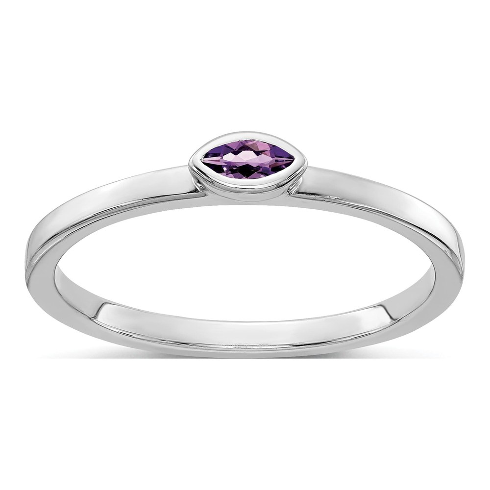 14K White Gold Amethyst Marquise East-West Ring