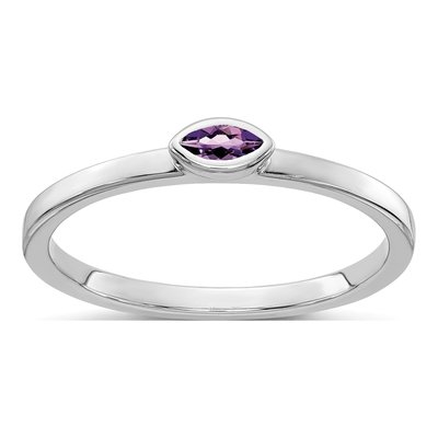 14K White Gold Amethyst Marquise East-West Ring