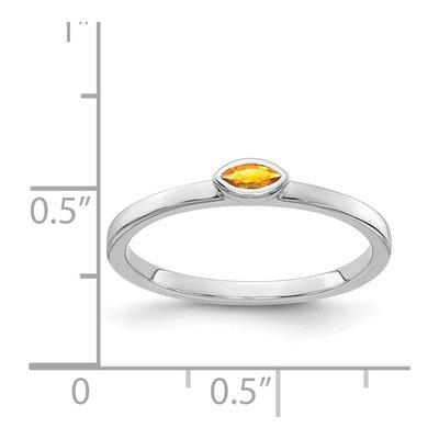 14K White Gold Citrine Bezel-Set Marquise Ring – view 2