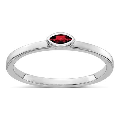 14K White Gold Garnet Marquise East-West Ring
