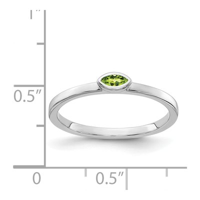 14K White Gold Peridot Marquise East-West Ring – view 2