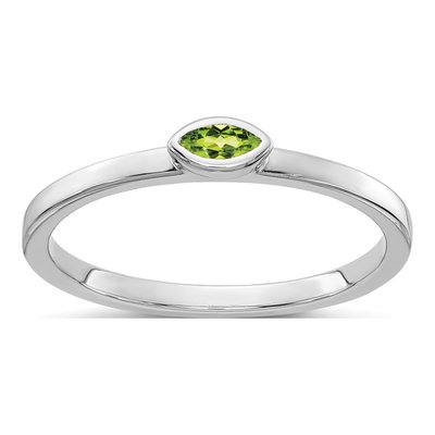 14K White Gold Peridot Marquise East-West Ring
