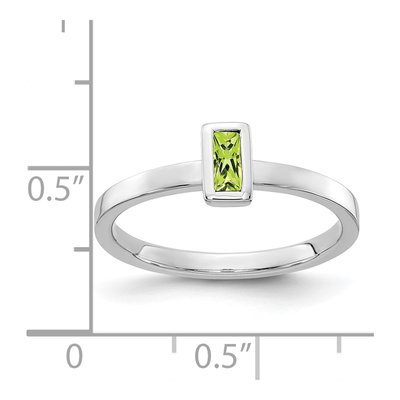 14K White Gold Peridot Baguette Bezel Ring – view 2