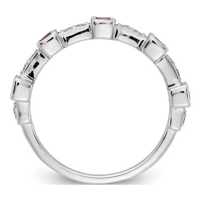 14K White Gold 1/6 ct tw Ruby & Diamond Fancy Ring – view 2