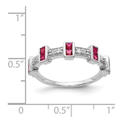 14K White Gold 1/6 ct tw Ruby & Diamond Fancy Ring – view 3
