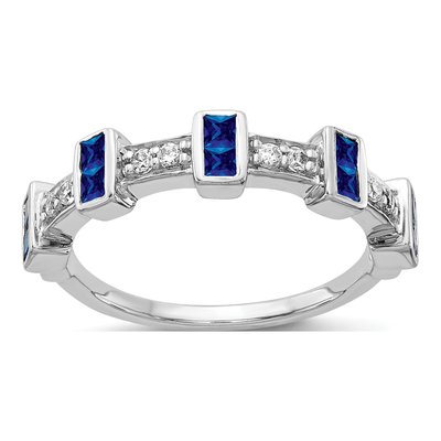14K White Gold 1/6 ct tw Sapphire & Diamond Fancy Ring