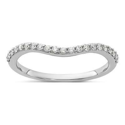 14K White Gold 1/5 ct tw Diamond Curved Ring