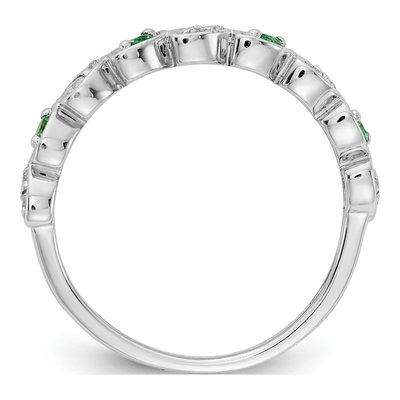 14K White Gold 1/10 ct tw Emerald & Diamond Fancy Ring – view 2