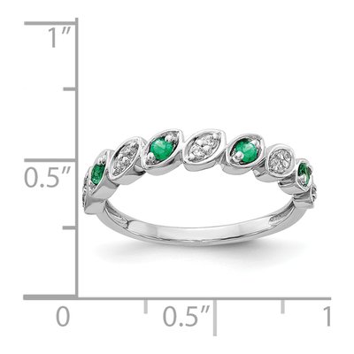 14K White Gold 1/10 ct tw Emerald & Diamond Fancy Ring – view 3