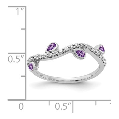 14K White Gold 1/5 ct tw Amethyst & Diamond Pear Ring – view 2
