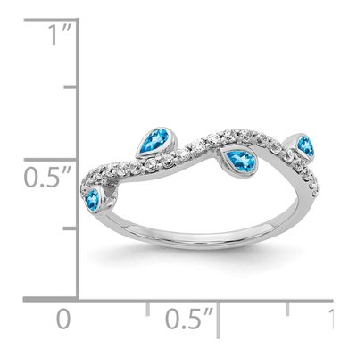 14K White Gold 1/5 ct tw Swiss Blue Topaz & Diamond 4-Stone Ring – view 2