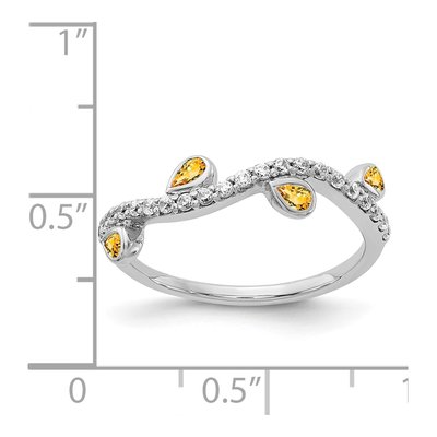 14K White Gold 1/5 ct tw Citrine & Diamond 4-Stone Ring – view 2