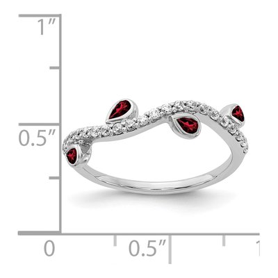 14K White Gold 1/5 ct tw Garnet & Diamond 4-Stone Ring – view 2